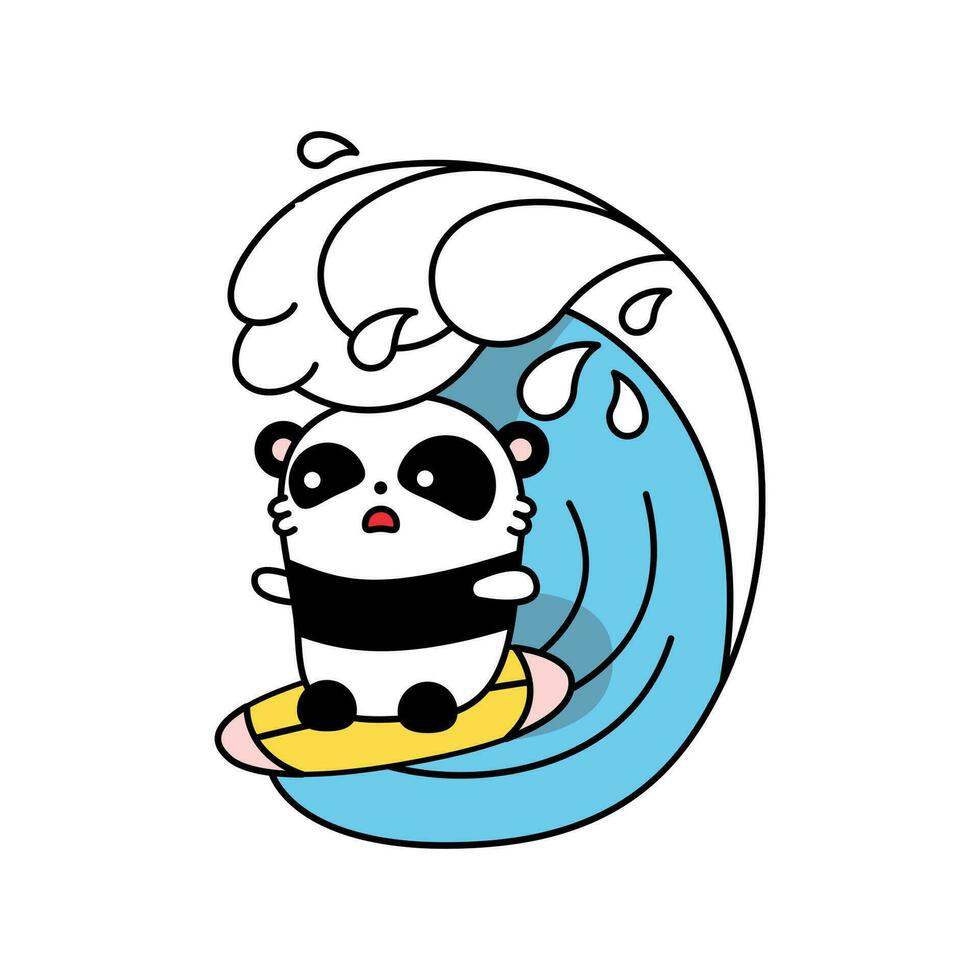 Lineal vector illustration of the cute panda