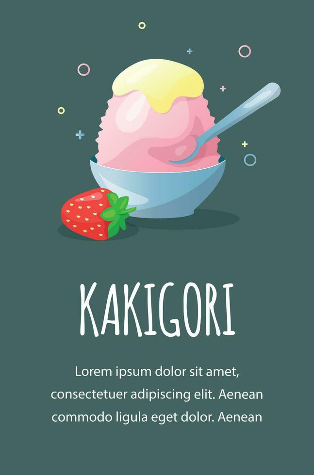 japonés hielo crema kakigori ilustración vector