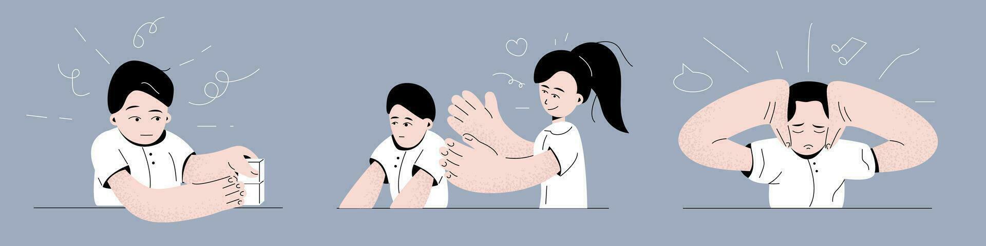 Children with autism vector illustration