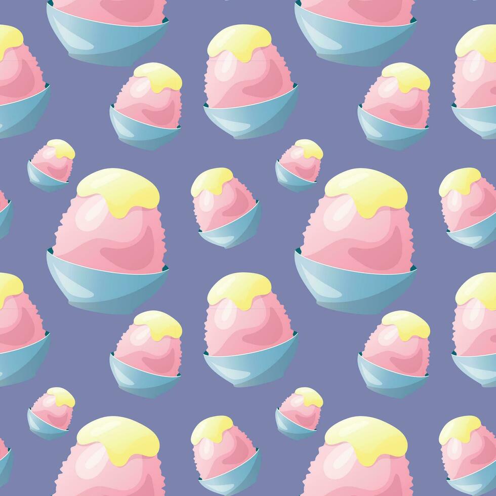 Japanese ice cream kakigori seamless pattern vector