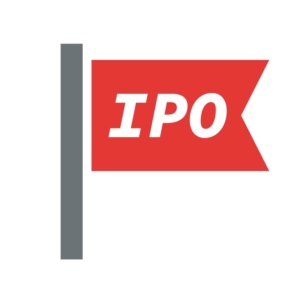 ipo rojo bandera icono. inicial público ofrecimiento cepo. vector. vector