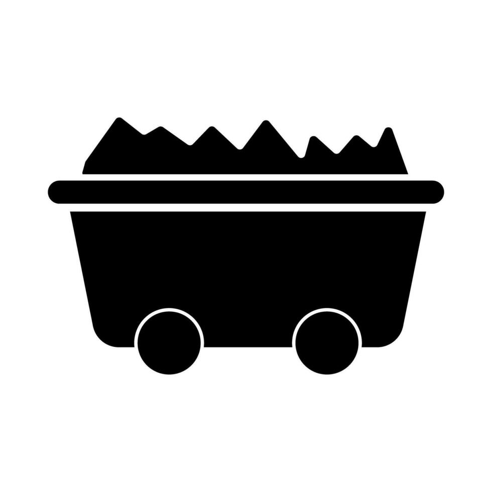 Coal and trolley silhouette icon. Coal mine. Mining. Vector. vector