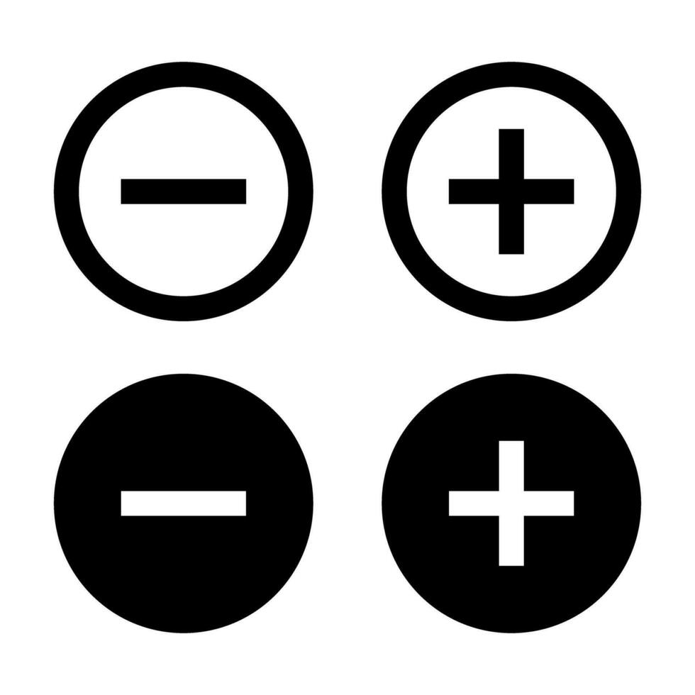 Simple round minus and plus icon set. Vector. vector