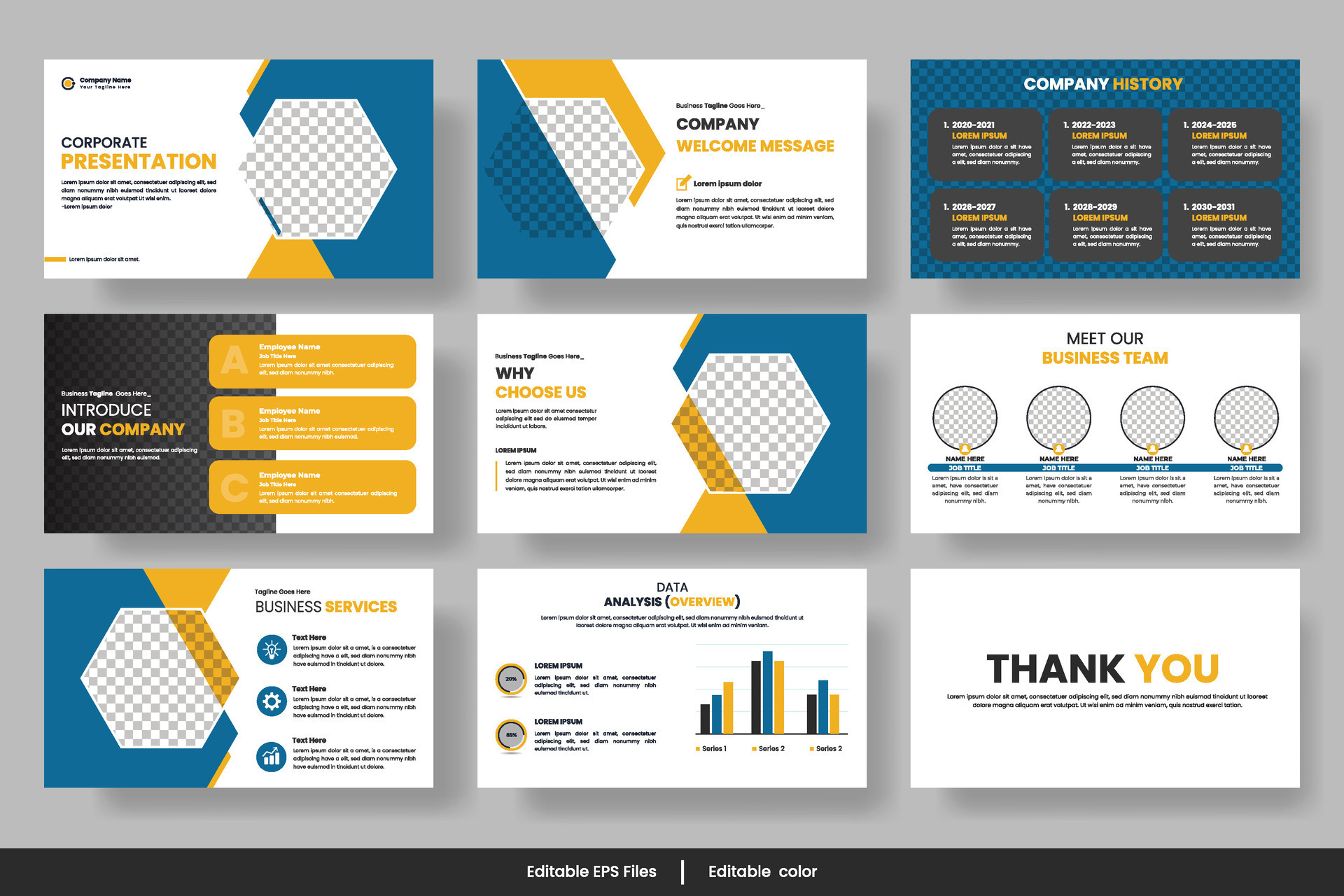 Vector business presentation slides template green color design ...