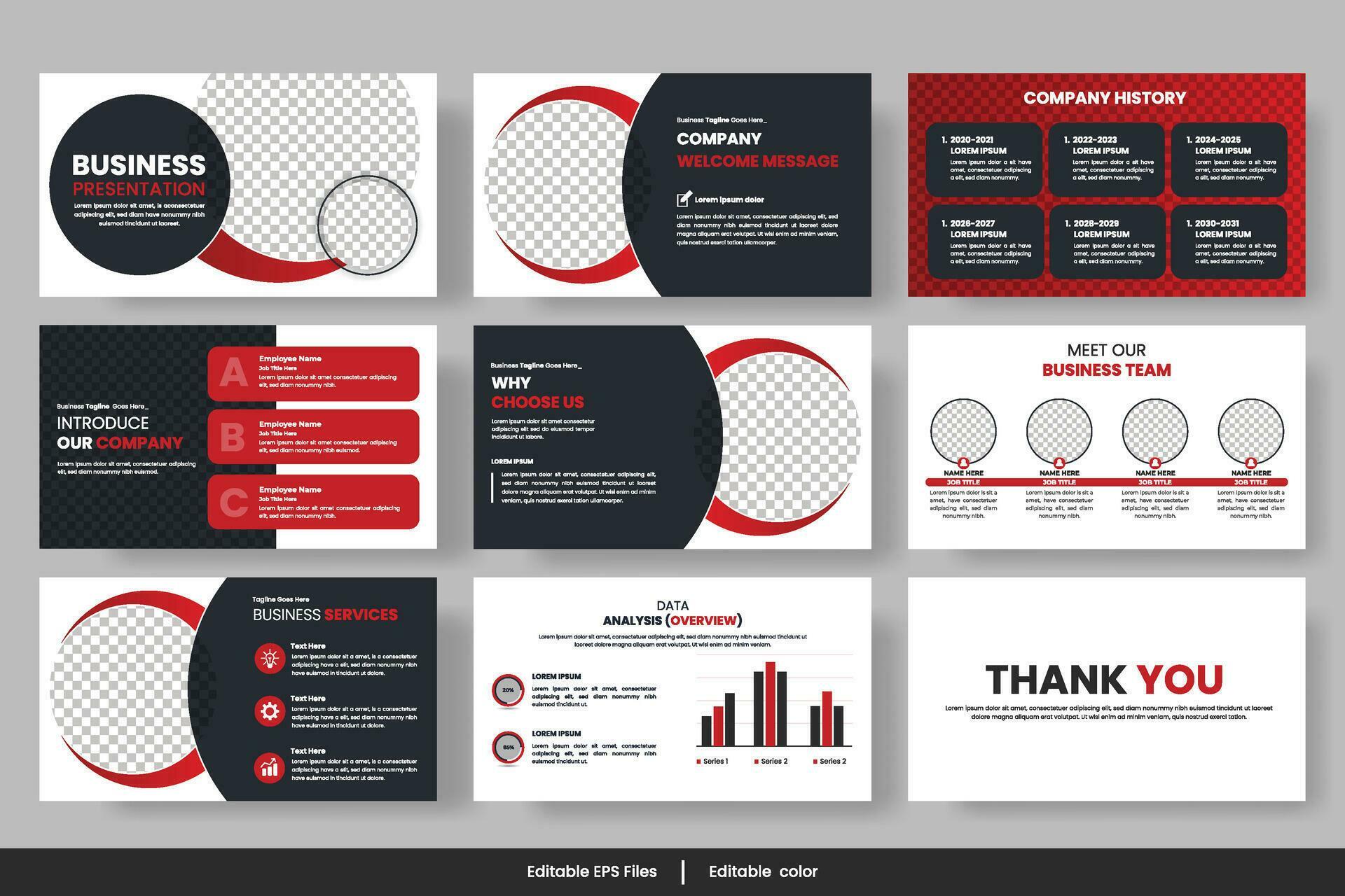 Vector business presentation slides template green color design ...