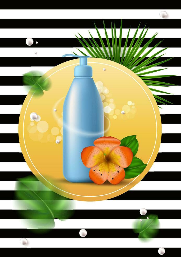 Vector banner with cosmetics mock ups