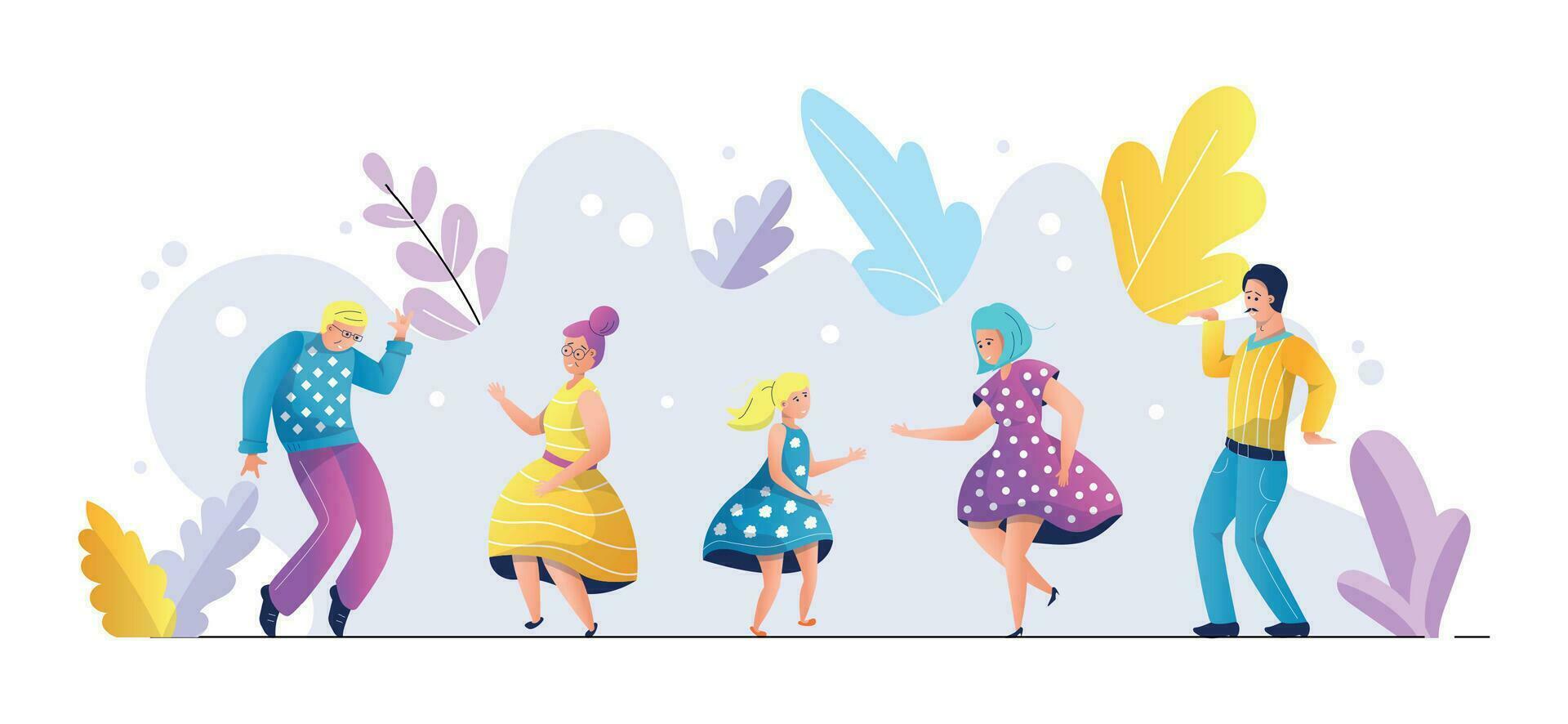 Dancing people vector illustration