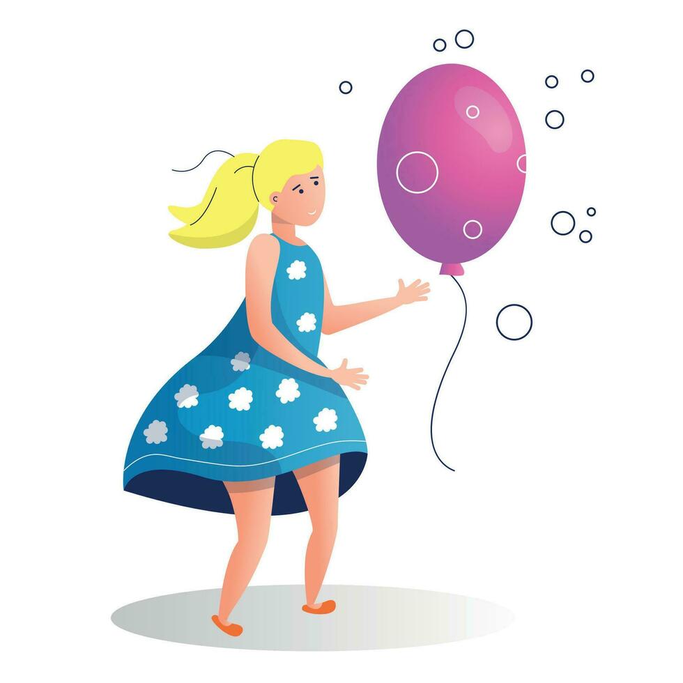 Girl with air balloon vector