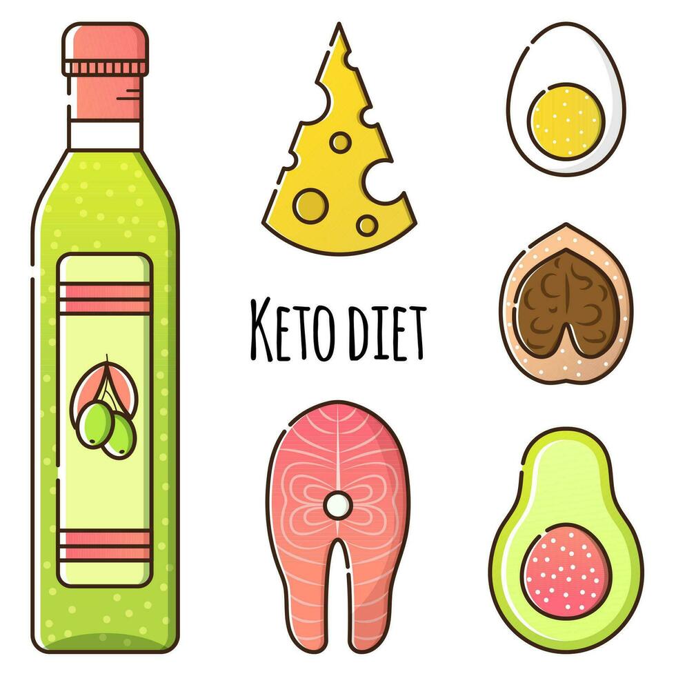 Keto diet icon set vector