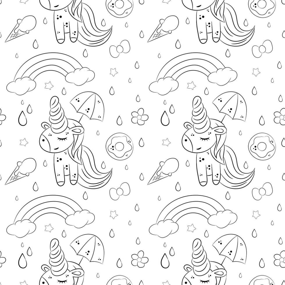 Vector seamless pattern with unicorns