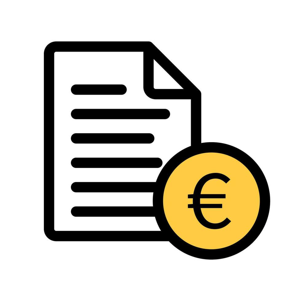 Modern euro coin and file icon. Vector. vector