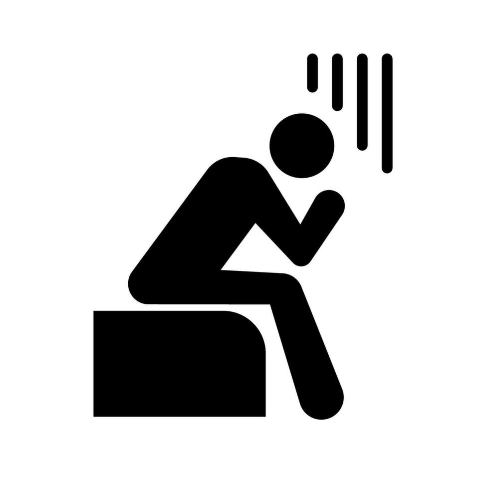 Sitting depressed person silhouette icon. Vector. vector