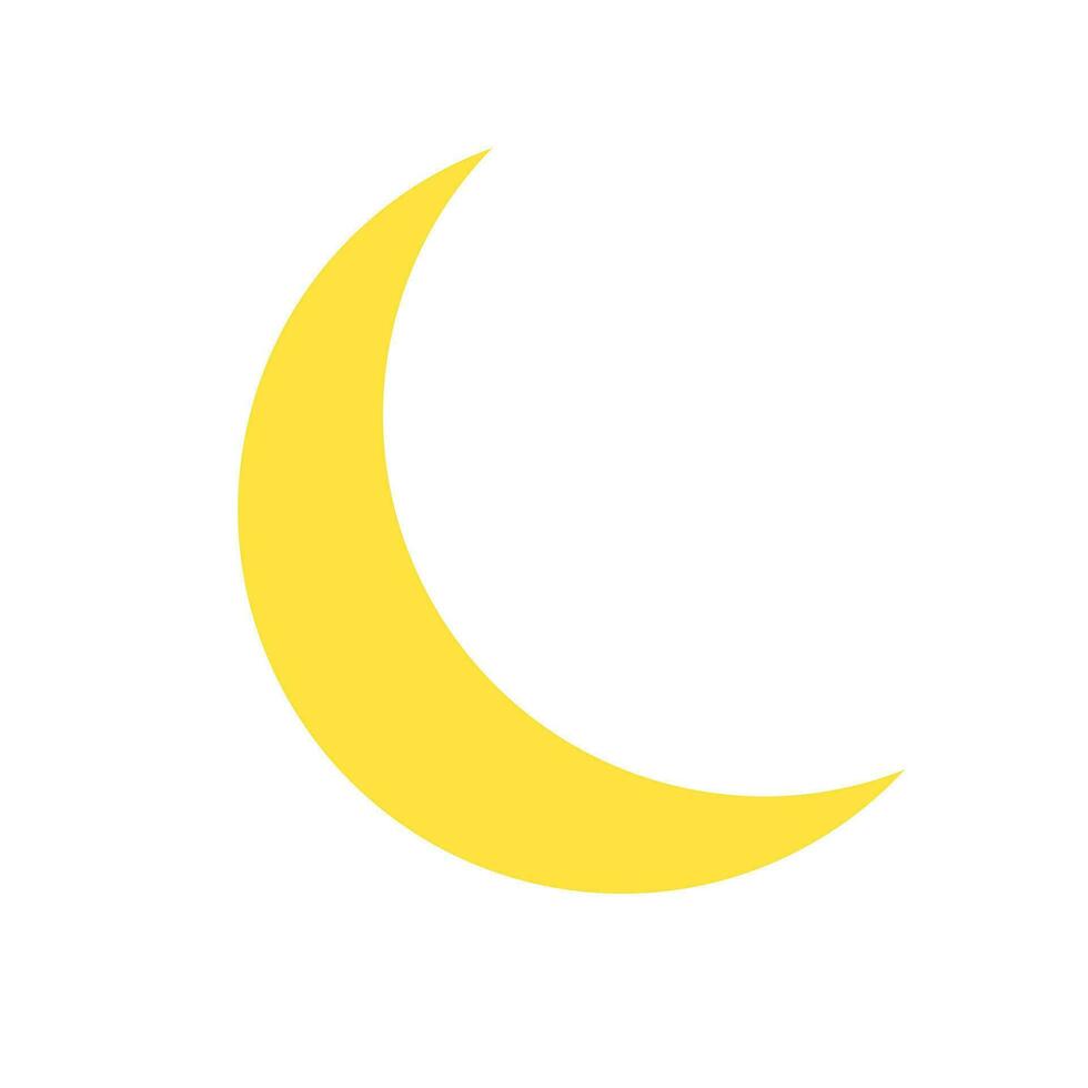 Yellow crescent icon. Moon at night. Vector. vector