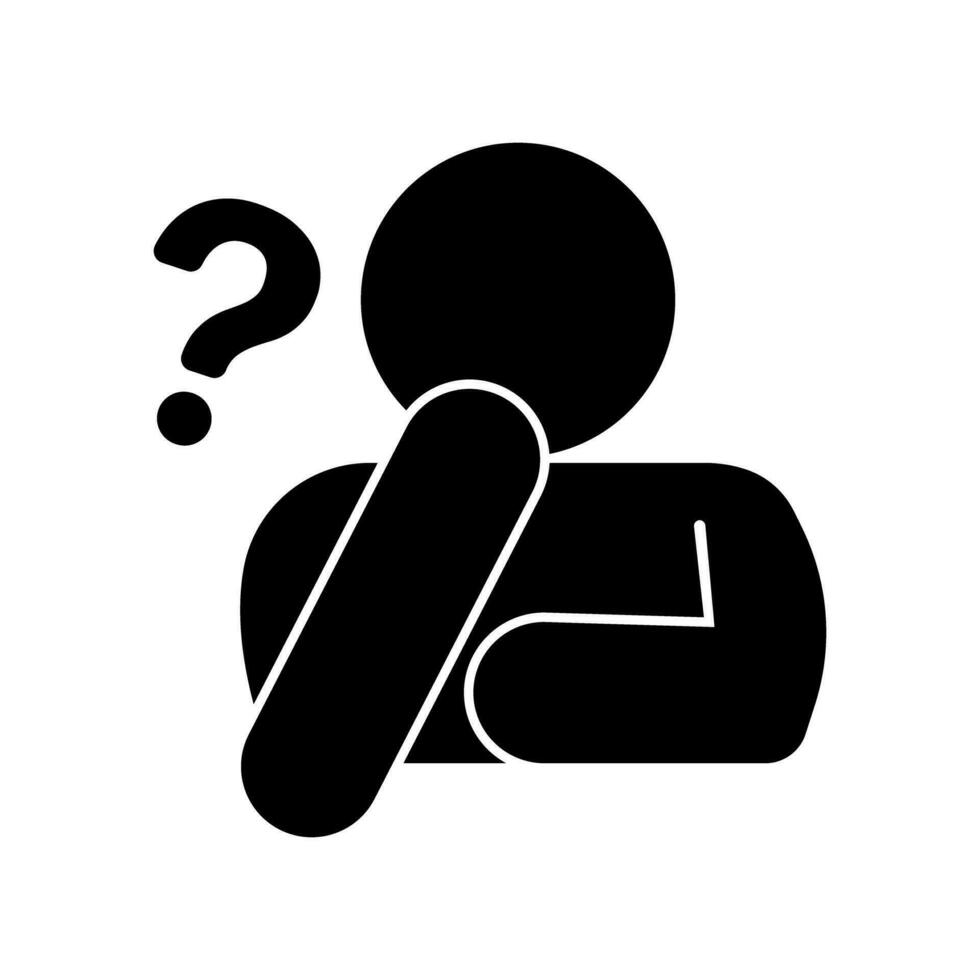 Worried person silhouette icon. Doubts and Worry. Vector. vector