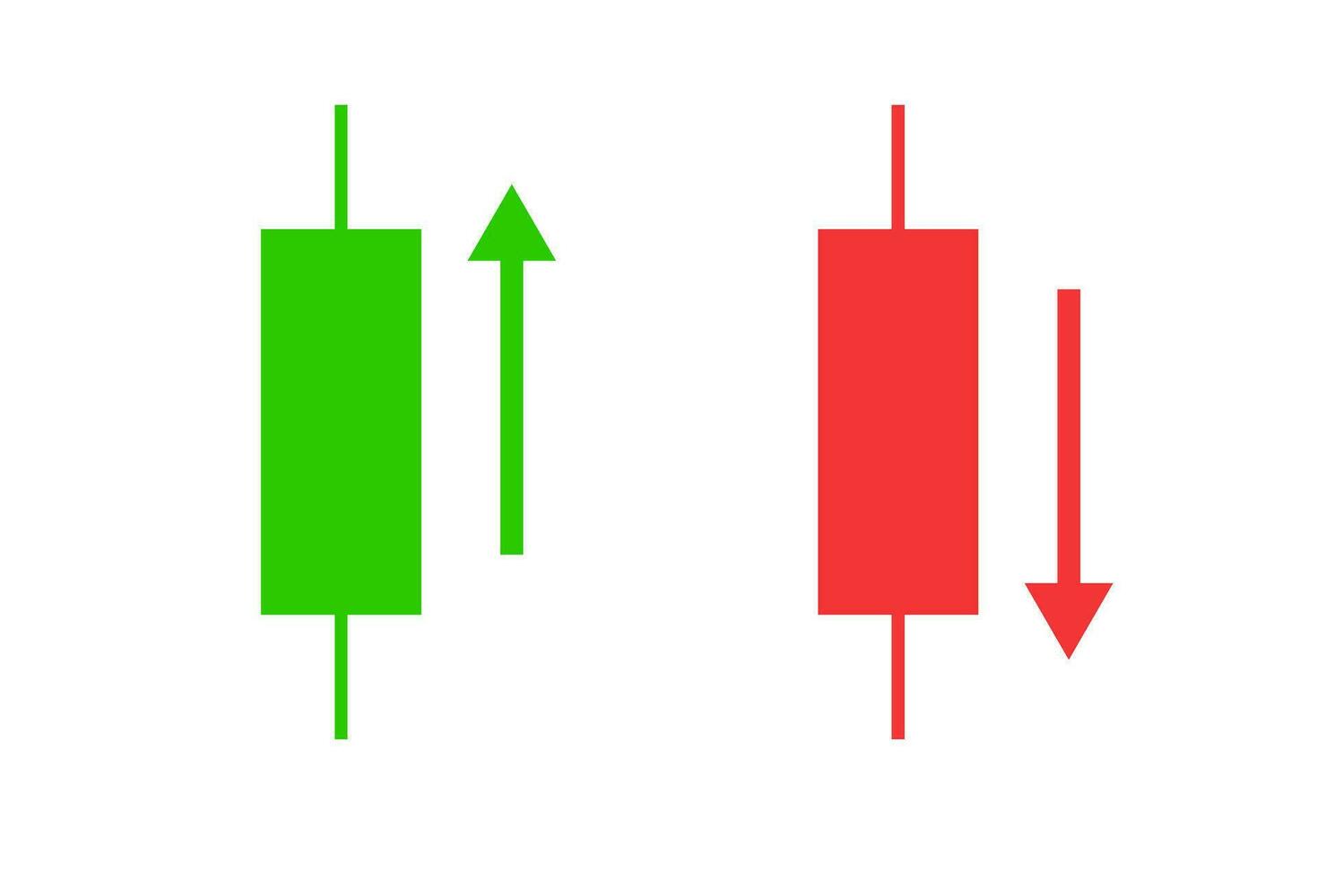 Increasing and decreasing candlestick icon set. Stock market volatility. Vectors. vector