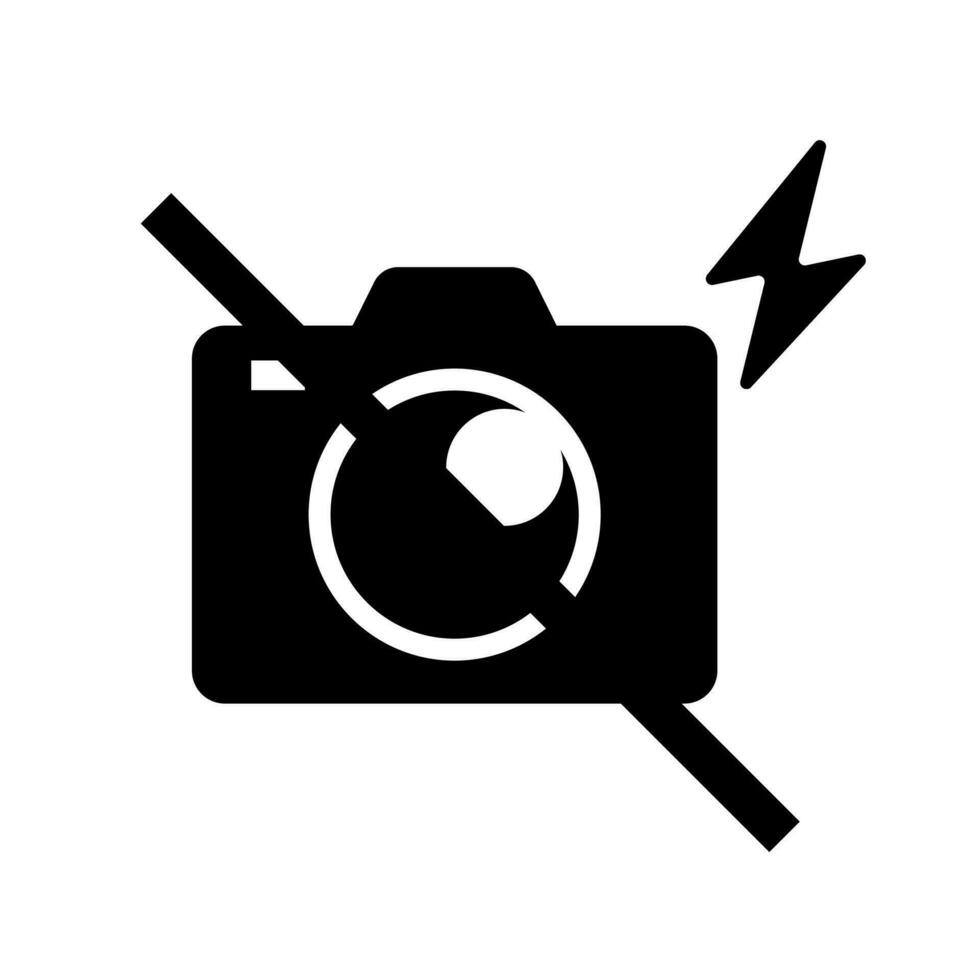 Camera flash photography prohibited silhouette icon. Camera regulation. Vector. vector