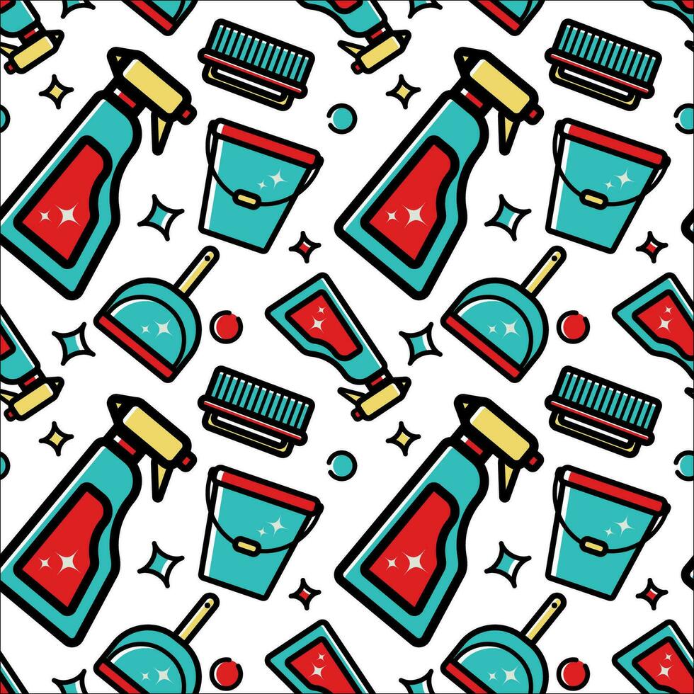 House cleaning vector seamless pattern