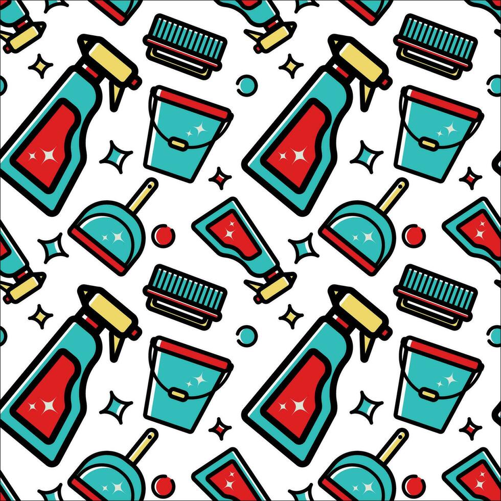 House cleaning vector seamless pattern