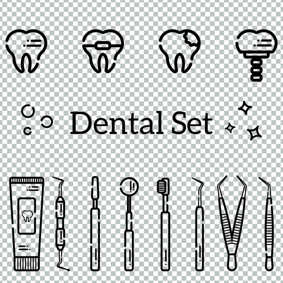 Vector set of the dental elements