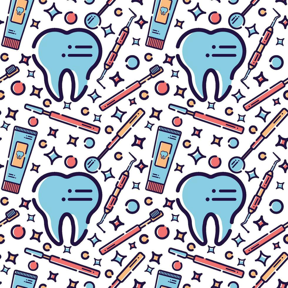 Dental vector seamless pattern