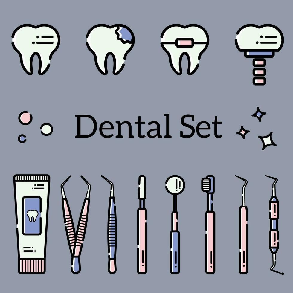 Vector set of the dental elements