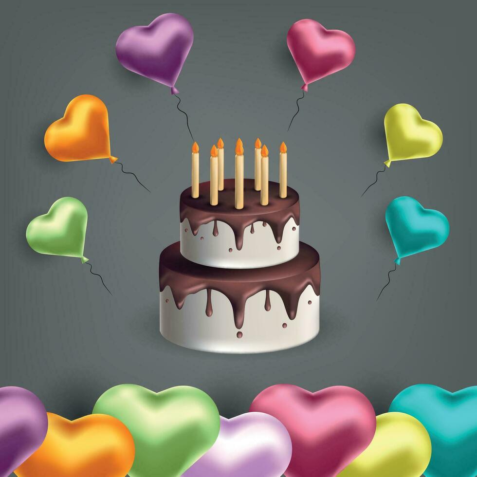 contento cumpleaños ilustración con aire globos vector