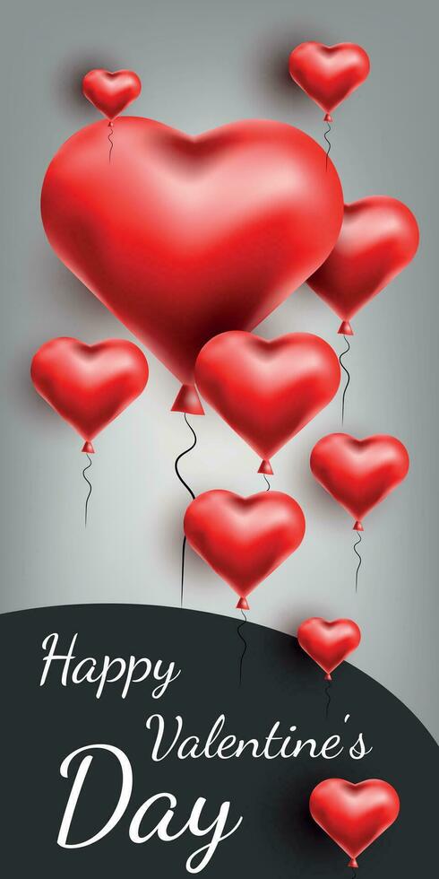 Happy Valentines day vector banner with hearts