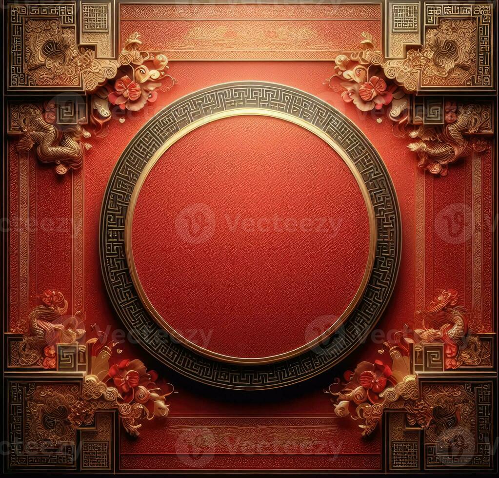 AI generated Happy chinese new year with Oriental Chinese traditional template Background photo