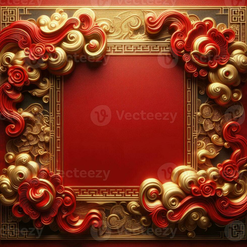 AI generated Happy chinese new year with Oriental Chinese traditional template Background photo