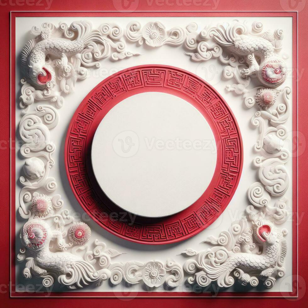 AI generated Happy chinese new year with Oriental Chinese traditional template Background photo