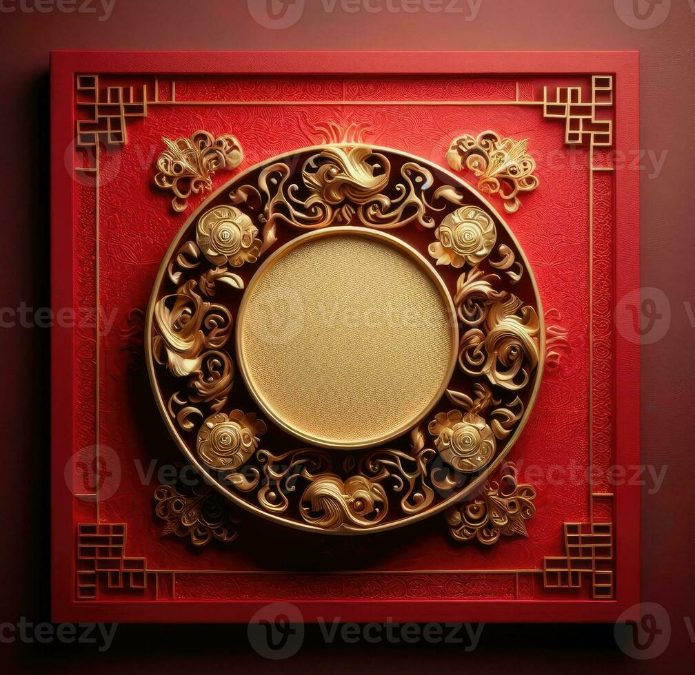 AI generated Happy chinese new year with Oriental Chinese traditional template Background photo