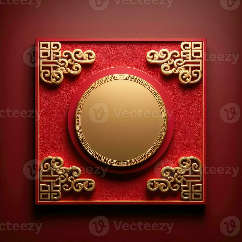 AI generated Happy chinese new year with Oriental Chinese traditional template Background photo