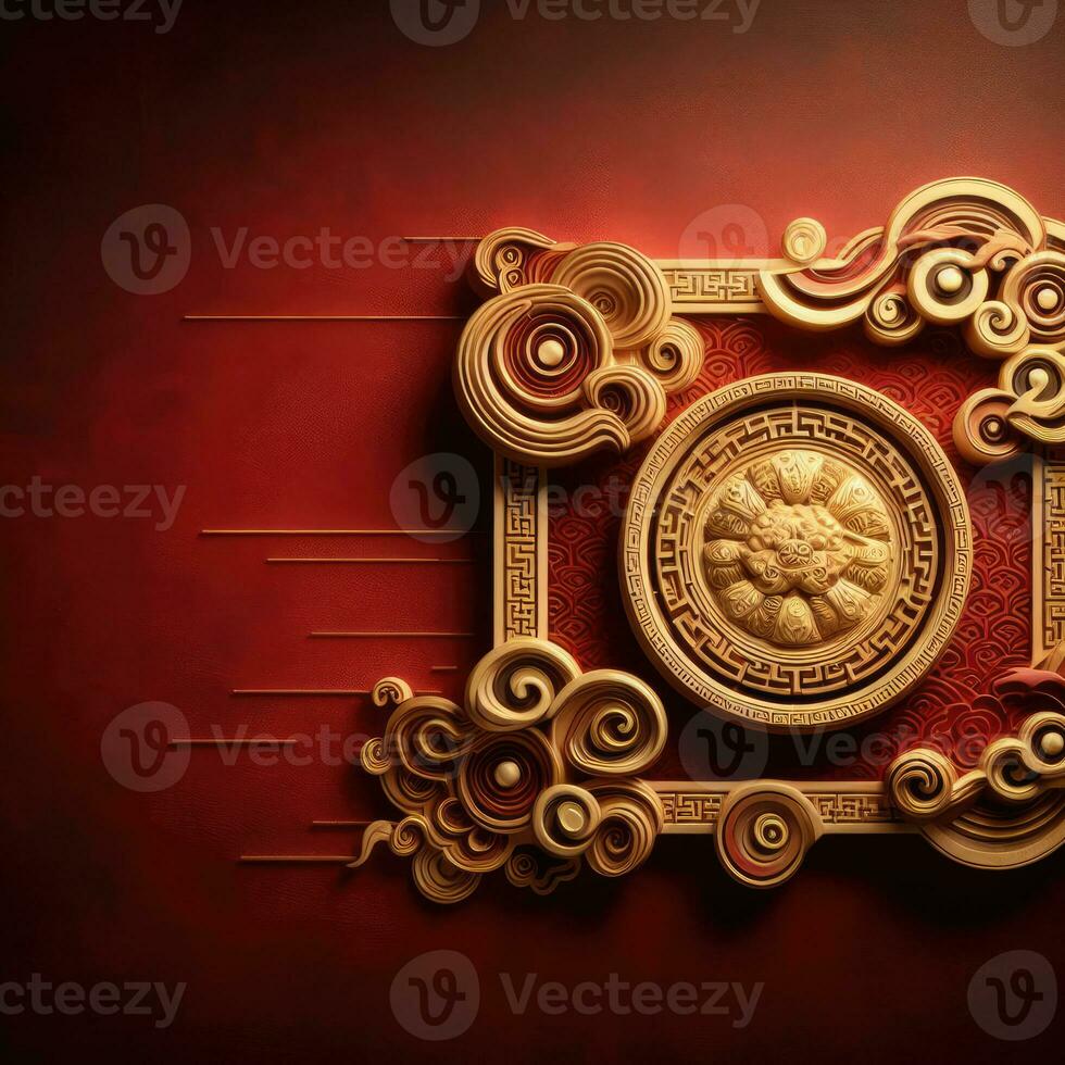 AI generated Happy chinese new year with Oriental Chinese traditional template Background photo