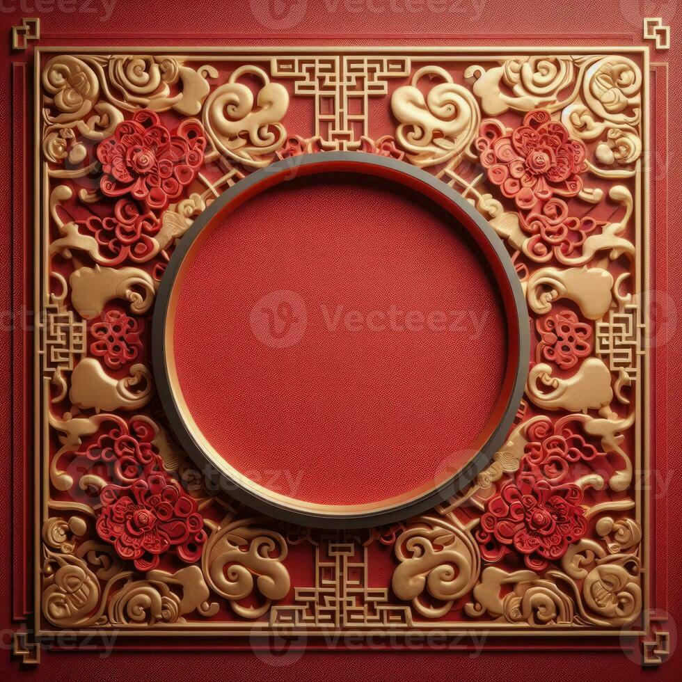 AI generated Happy chinese new year with Oriental Chinese traditional template Background photo