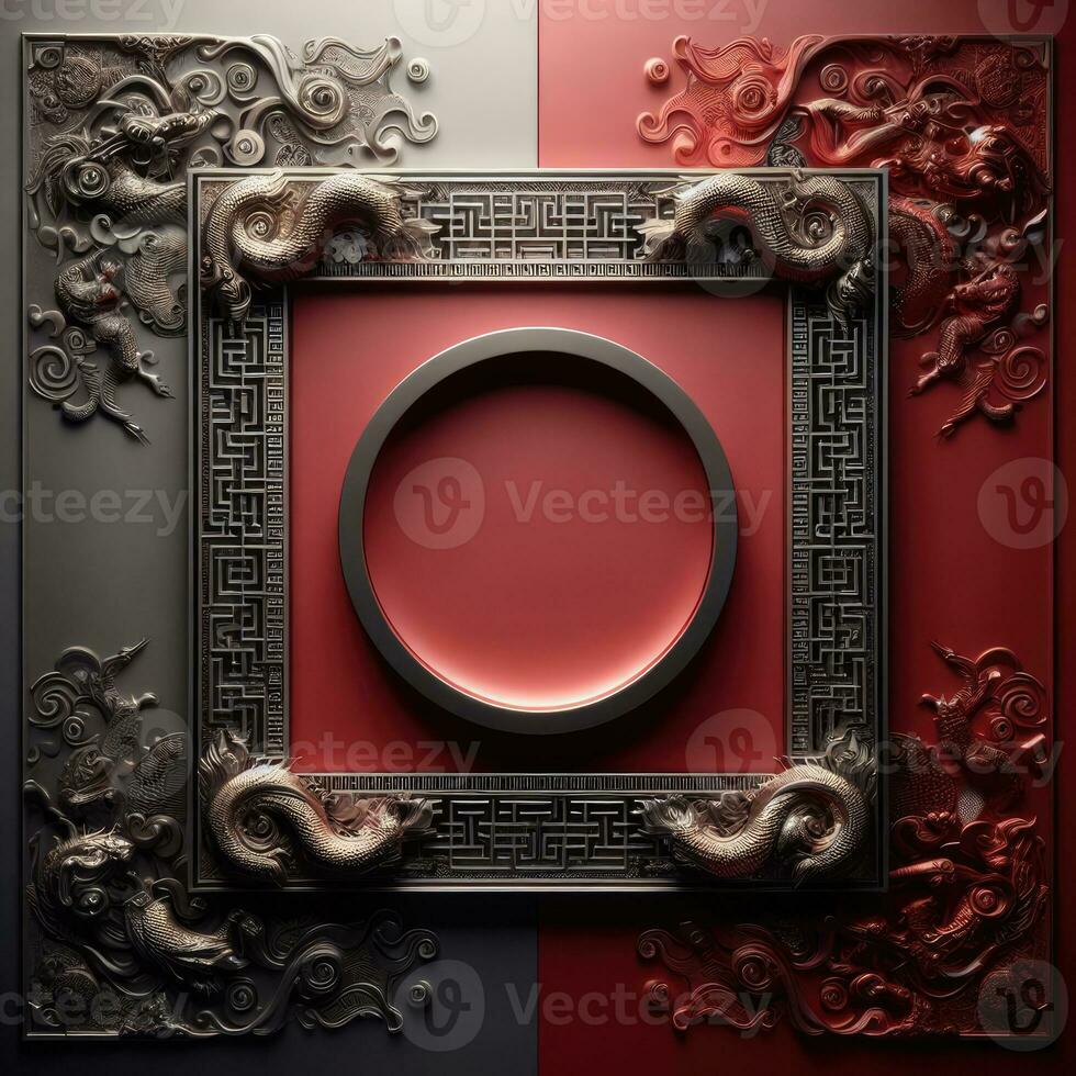 AI generated Happy chinese new year with Oriental Chinese traditional template Background photo