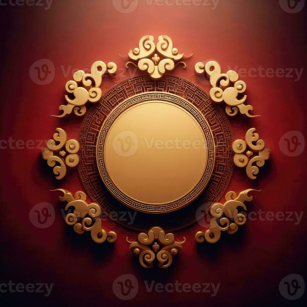 AI generated Happy chinese new year with Oriental Chinese traditional template Background photo