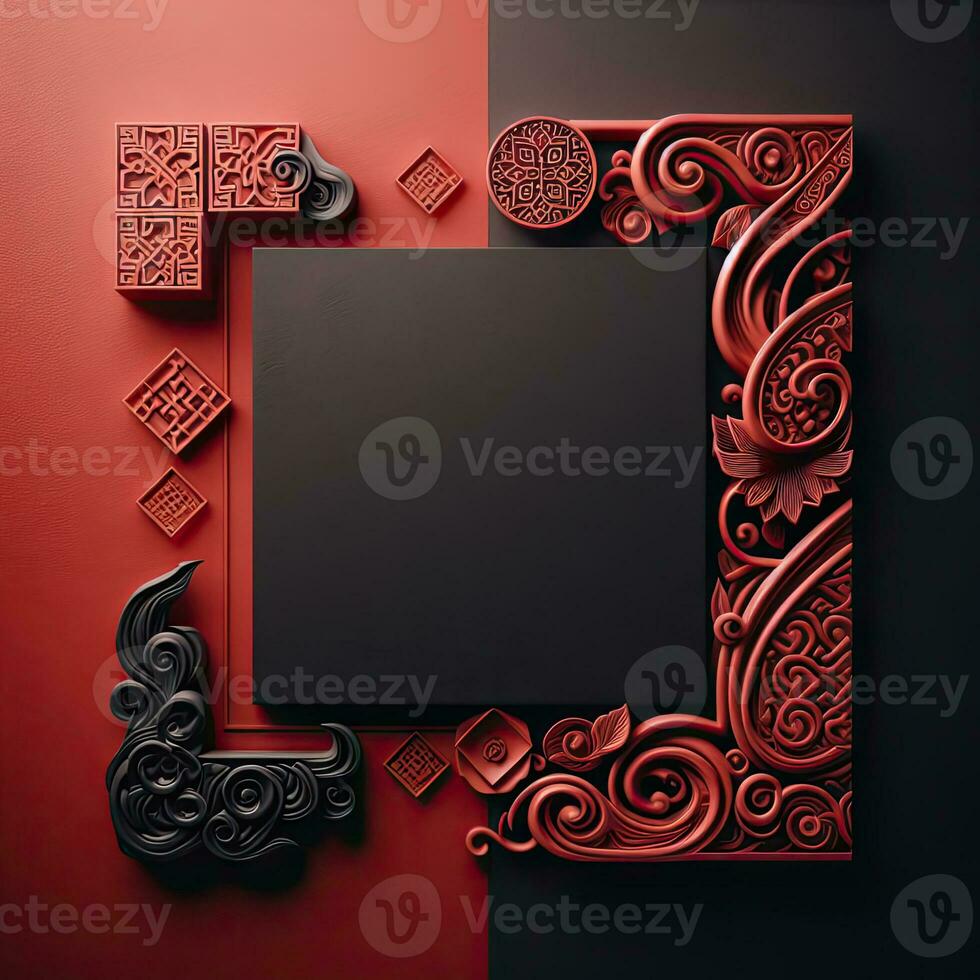 AI generated Happy chinese new year with Oriental Chinese traditional template Background photo