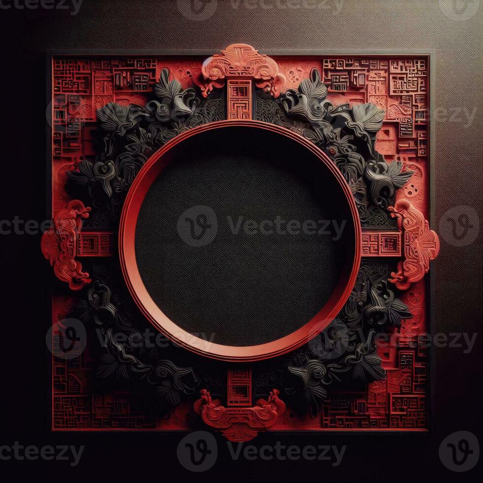 AI generated Happy chinese new year with Oriental Chinese traditional template Background photo