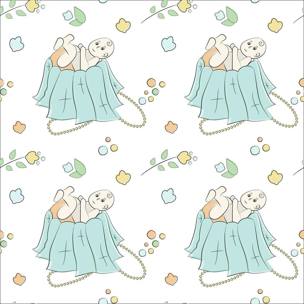 Vector seamless pattern on the religious theme of christening