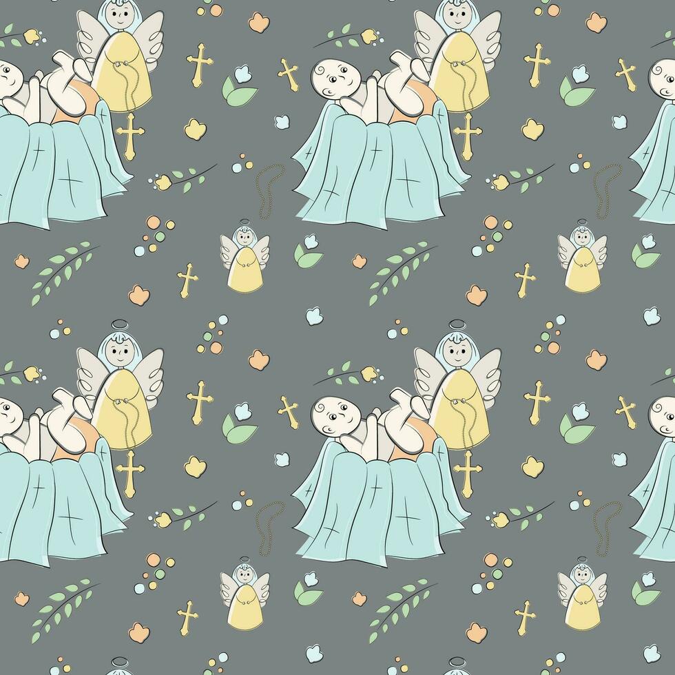 Vector seamless pattern on the religious theme of christening