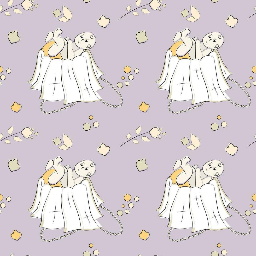 Vector seamless pattern on the religious theme of christening