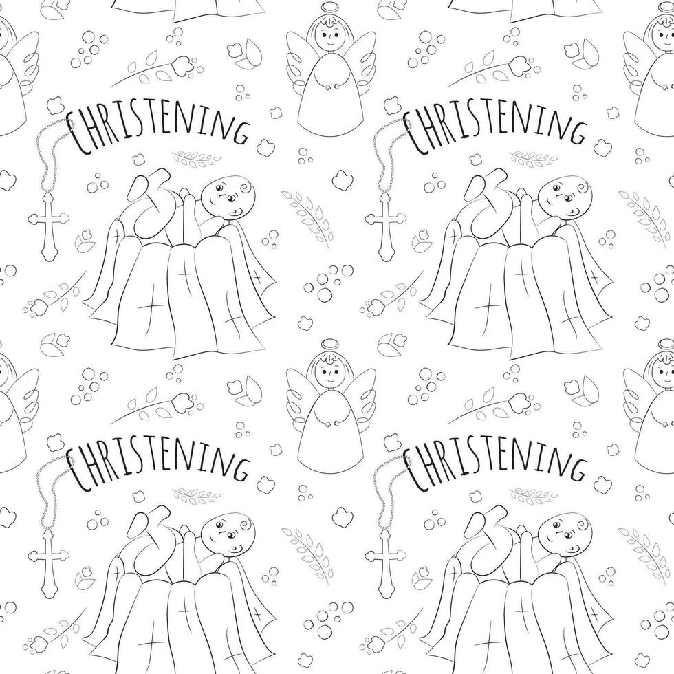 Vector seamless pattern on the religious theme of christening