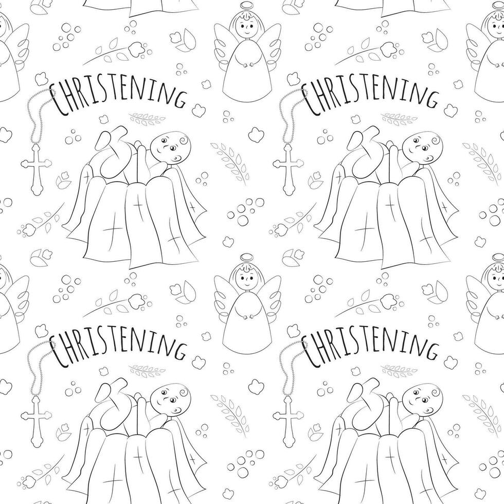 Vector seamless pattern on the religious theme of christening