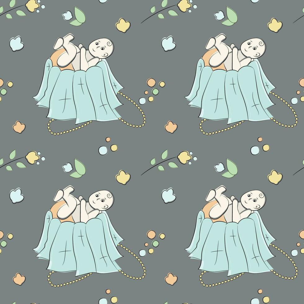 Vector seamless pattern on the religious theme of christening
