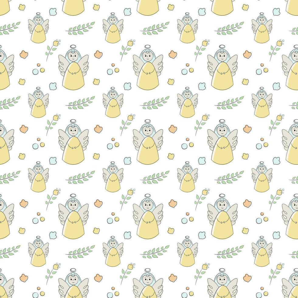 Vector seamless pattern on the religious theme of christening