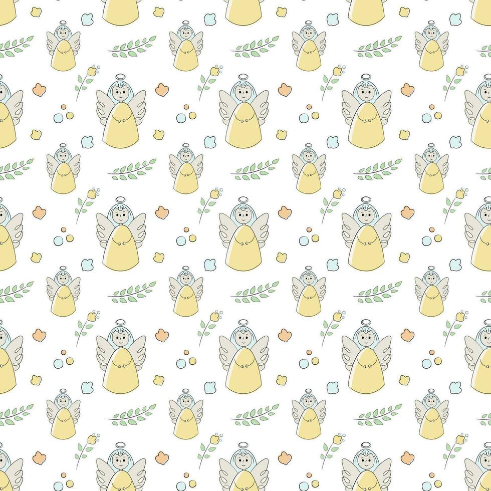 Vector seamless pattern on the religious theme of christening