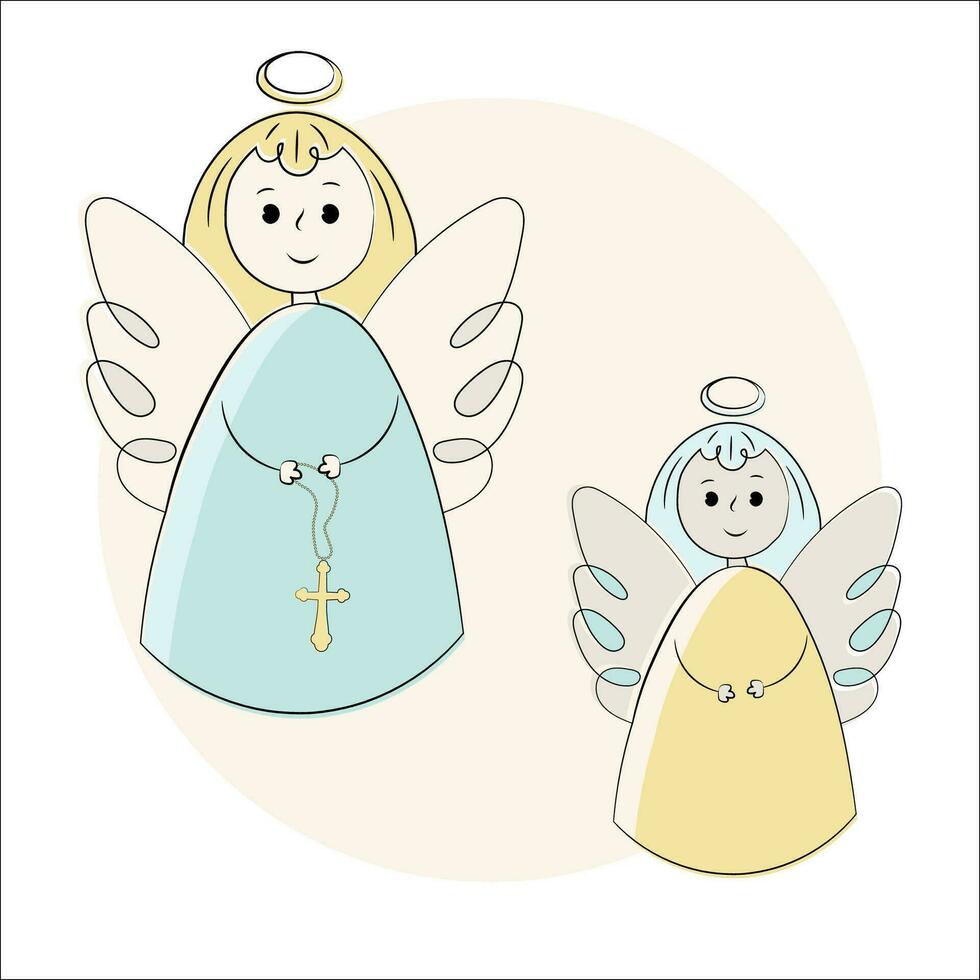 Christening linear illustration with angel vector