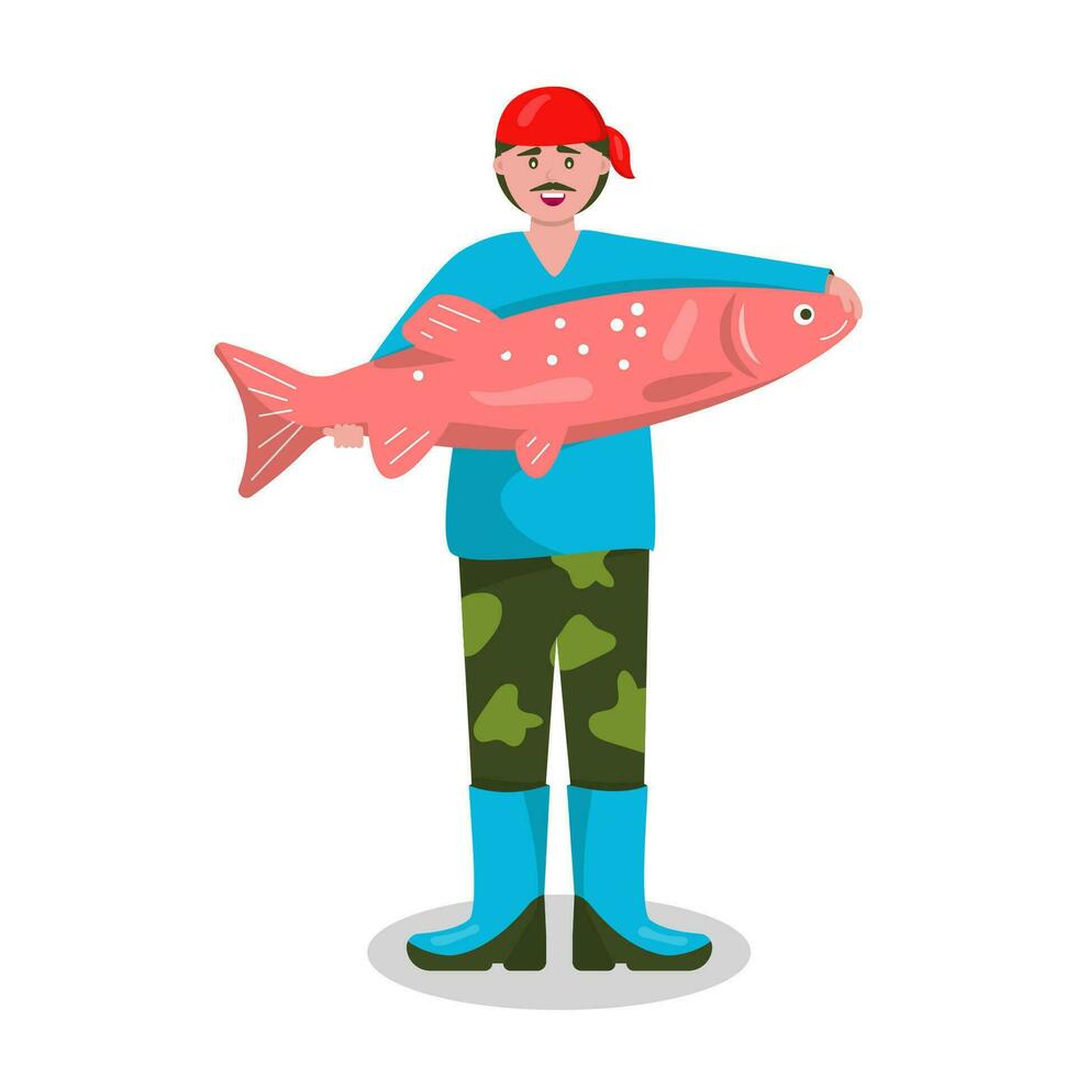 Fisherman flat illustration vector