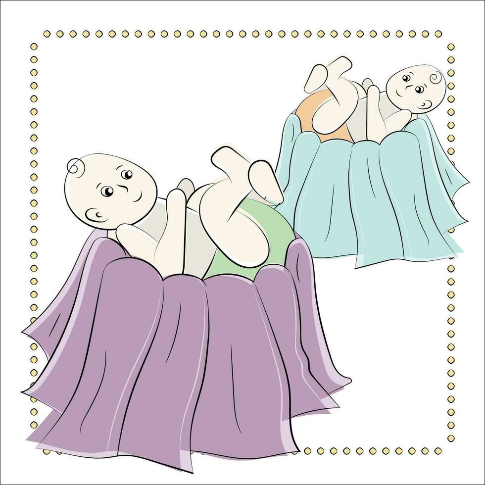 Christening linear illustration with baby vector