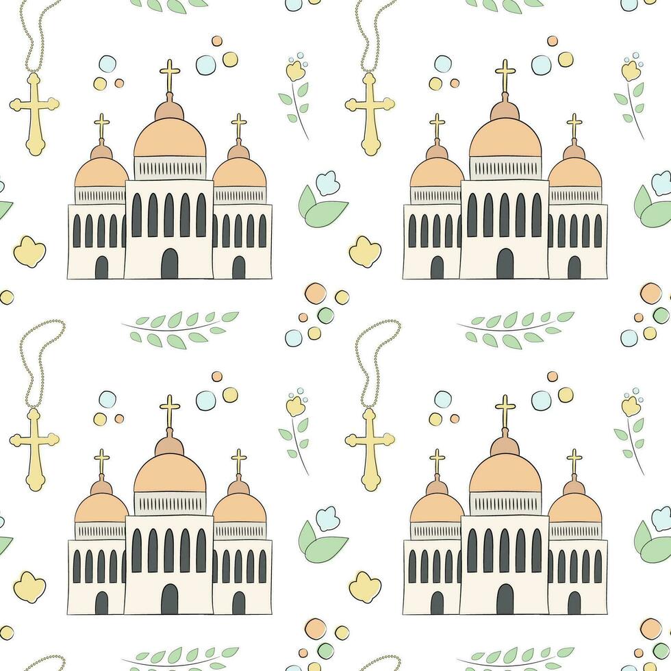 Vector seamless pattern on the religious theme of christening